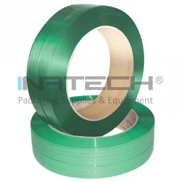 PET Strapping Band Length 1600 m, Width 15.5 mm, Inner Diameter 406 mm, Thickness 0.6 mm, Breaking Strength 356 kgf, Green