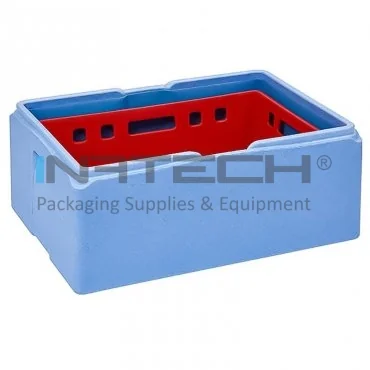 EPP Insulated Boxes with Insert, 40/55 L, Inner Dimensions 540 x 340 x 220 mm, Load Capacity 40 kg, Outer Dimensions 600 x 400 x 280 mm, EPP Material, Blue
