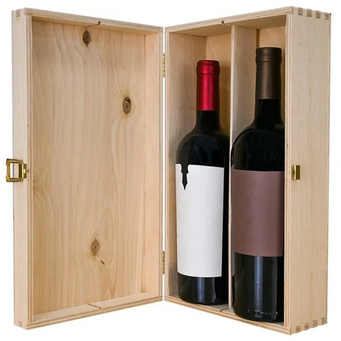 Cutie Din Lemn Pentru 2 Sticle De Vin Lungime 335 mm, Latime 185 mm, Inaltime 95 mm, Capac Cu balamale, Material Lemn, Culoar...