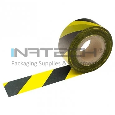 Warning Tape Length 500 m, Width 70 mm, LDPE Material, Black / Yellow Color