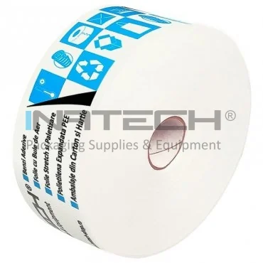 Custom Water-Activated Adhesive Tape, Length 200 m, Number of Colors 1 Color, Width 60 mm, Starch Adhesive, Printing Type: Surface Printing, Color: White, Pieces / Pack 250