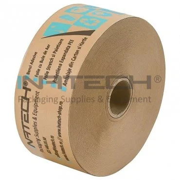 Banda Adeziva Umectibila Personalizata, Lungime 200 m, Numar Culori 2 Culori, Latime 60 mm, Adeziv Amidon, Tip Imprimare Pe Suprafata, Culoare Natur, Buc / Pachet 250