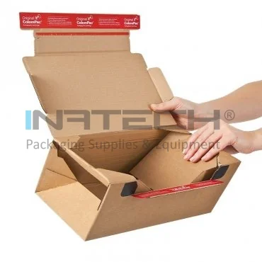Cutii Autoformare Si Autosigilare Returnabile ColomPac ® Lungime 282 mm, Latime 191 mm, Inaltime 90 mm, Culoare Natur, Sistem Inchidere 2 x Banda Dublu Adeziva
