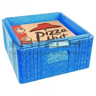 Cutii Termoizolante Pizza Dimensiune Interioara 535 x 335 x 215 mm, Capacitate 39 kg, Dimensiune Exterioara 595 x 395 x 275 mm, Material EPS, Culoare Albastru, Buc / Pachet 28