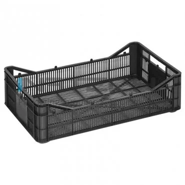 Ladite Din Plastic Pentru Fructe Si Legume Dimensiune Interioara 480 x 280 x 127 mm, Dimensiune Exterioara 500 x 300 x 145 mm, Volum Litri 20, Material PP Reciclat, Aplicatie Ciuperci, Greutate 360 gr, Culoare Negru