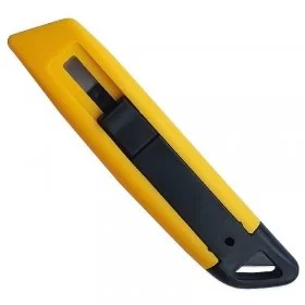 Cutter Retractabil Pentru Hartie Utilizare Intensa, Lama Metal, Culoare Galben, Siguranta DA, Suport Plastic