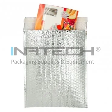 Plic Cu Bule Termoizolant Dimensiuni 350 x 350 mm, Material PET / Folie Bule / PEE, Clapeta 50 mm, Culoare Argintiu