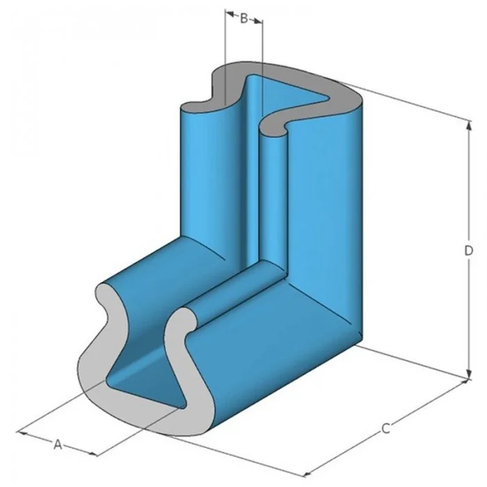 Coltar U Tulip Din Polietilena Expandata (PEE) Dimensiuni A-B-C-D 24 x 10 x 100 x 100 mm, Culoare Albastru, Buc / Pachet 100-...