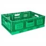 Lada Pliabila 600 x 400 x 155 mm, Pereti Ventilati, Material PP Virgin, Verde-Lazi Pentru Transport