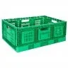 Lada Pliabila 600 x 400 x 180 mm, Pereti Ventilati, Material PP Virgin, Verde-Lazi Pentru Transport