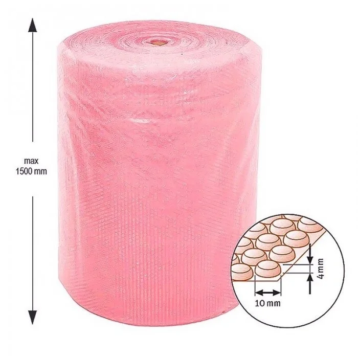 Folie Cu Bule Mici Roz Latime 400 mm, Lungime 100 m, Straturi 2, Grosime 60 my, Culoare Roz-Folie Cu Bule De Aer Mici