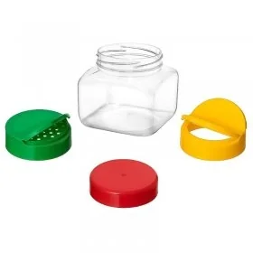 Borcan PET Forma Patrata, Tip Capac Simplu, Diametru Filet 63 mm, Volum 300 ml, Culoare Transparent, Buc / Pachet 10-Recipien...