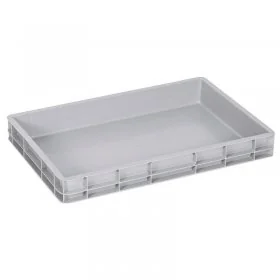 Euro Containere Dimensiuni 600 x 400 x 75 mm, Volum Litri 15, Material PP Virgin, Greutate 0.9 kg, Culoare Gri-Lazi Pentru Tr...