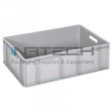 Euro Containere  Dimensiuni 600 x 400 x 200 mm, Material PP Virgin, Volum Litri 40, Greutate 1.9 kg, Culoare Gri