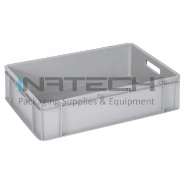 Euro Containere  Dimensiuni 600 x 400 x 160 mm, Material PP Virgin, Volum Litri 31, Greutate 1.3 kg, Culoare Gri