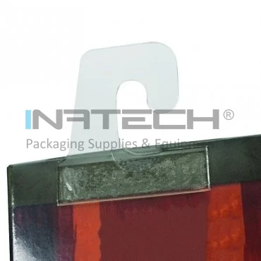 Set Agatatori Autoadezive Din Plastic Pentru Raft Tip Agatatoare Euro Slot, Dimensiuni 50 x 50 mm, Grosime 250 my, Suprafata Lipire 50 x 28 mm, Buc / Pachet 16000