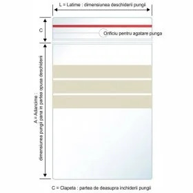 Pungi Plastic Fermoar Si Benzi De Scriere Dimensiuni mm (l x L) 230 x 320, Grosime 60 my, Culoare Transparent, Buc / Pachet 1...