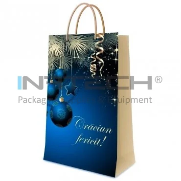 Pungi Pentru Cadouri, Personalizate, Aspect Lucios, 190 g/mp Plastifiere Lucioasa, Dimensiuni mm (L × l × h) 230 x 380 x 100, Tip Maner Snur, Gramaj 190 gr/mp