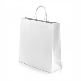Pungi Hartie Cu Maner Rasucit, Tip Maner Sfoara, Dimensiuni 160 x 90 x 210 mm, Material Hartie 90 gr/m2, Culoare Alb