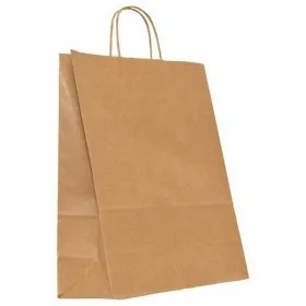 Pungi Hartie Cu Maner Rasucit, Alb/Natur Dimensiuni 240 x 110 x 260 mm, Tip Maner Sfoara, Material Hartie 90 gr/m2, Culoare A...