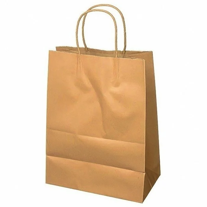 Pungi Hartie Cu Maner Rasucit, Alb/Natur Tip Maner Sfoara, Dimensiuni 430 x 160 x 470 mm, Material Hartie 100 gr/m2, Culoare ...