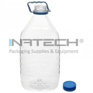 Recipiente Din Plastic Forma Patrata, Tip Capac Simplu, Diametru Filet 48 mm, Maner DA, Volum 5000 ml, Culoare Transparent, Buc / Pachet 12