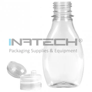 Recipiente Din Plastic Forma Fusiforma, Tip Capac Fliptop, Diametru Filet 28 mm, Maner NU, Volum 100 ml, Culoare Transparent, Buc / Pachet 10