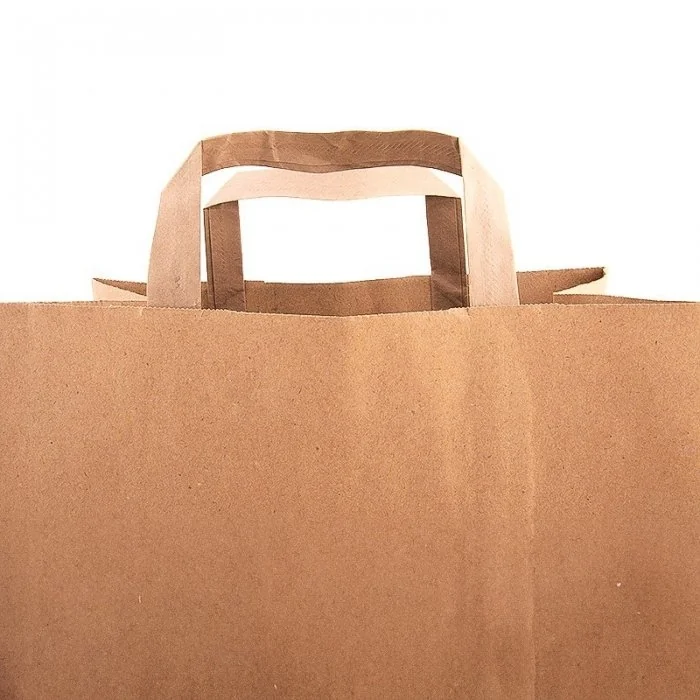 Pungi Hartie Cu Maner Plat, Hartie Kraft Natur 70g/mp Dimensiuni cm (L × l × h) 32 X 18 X 30, Tip Maner Flat, Material Hartie...