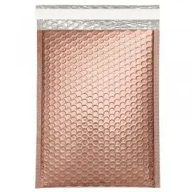 Plic Cu Bule Termoizolant Din Polietilena Poly Bubble, Dimensiuni 240 x 350 mm, Clapeta 50 mm, Culoare Rose Gold-Plicuri Izol...