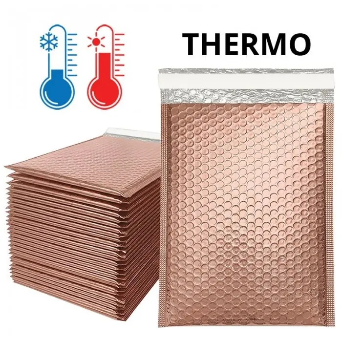 Plic Cu Bule Termoizolant Din Polietilena Poly Bubble, Dimensiuni 240 x 350 mm, Clapeta 50 mm, Culoare Rose Gold-Plicuri Izol...