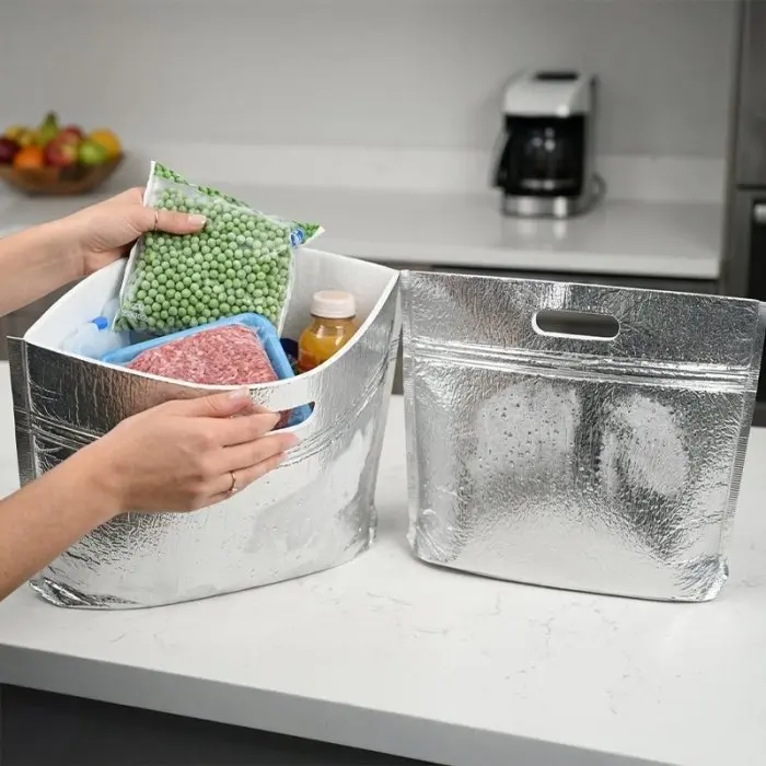 Reflective Thermal Bag Cool Meal Pouch Zip Pack Dimensions 260x360 mm
