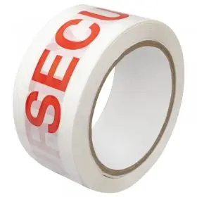 Banda Adeziva Personalizata SECURITY SEAL, Lungime 60 m, Latime 48 mm, Culoare Rosu / Alb-Benzi Adezive Pentru Ambalare