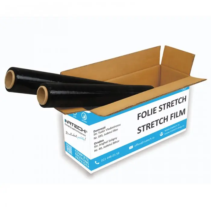 Folie Stretch Uz Manual Latime 250 mm, Grosime 23 my, Greutate 1.5 kg, Culoare Negru, Greutate Tub 0.15 kg, Buc / Pachet 12-F...
