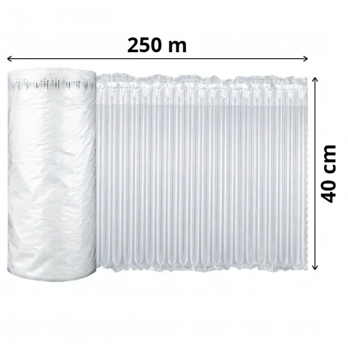 Rola Folie Cu Coloane De Aer 250 m x 40 cm, 50 my, Perforata la 39 cm (12 coloane)-Masini Si Consumabile Pentru Ambalat