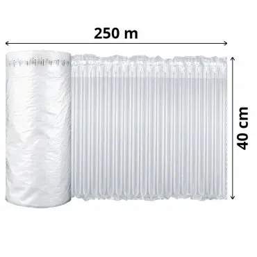 Rola Folie Cu Coloane De Aer 250 m x 40 cm, 50 my, Perforata la 39 cm (12 coloane)