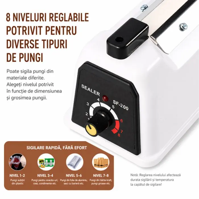 Aparat De Sigilat Pungi SF 200 33 x 9.8 x 17.1 cm-Masini Si Consumabile Pentru Ambalat