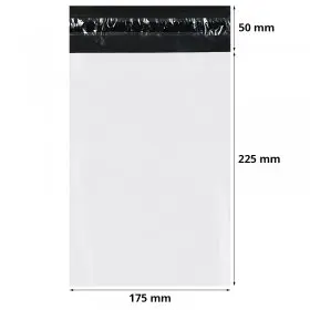 Pungi Curierat Standard A5, 175 x 255 mm, Clapeta 50 mm, Culoare Alb / Negru, Set 50 buc-Plicuri Si Pungi Curierat