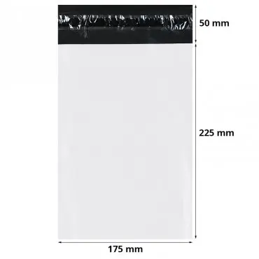 Standard Courier Bags A5, 175 x 255 mm, 50 mm Flap, White / Black, Pack of 50