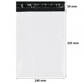 Pungi Curierat Standard A4, 240 x 325 mm, Clapeta 50 mm, Culoare Alb / Negru