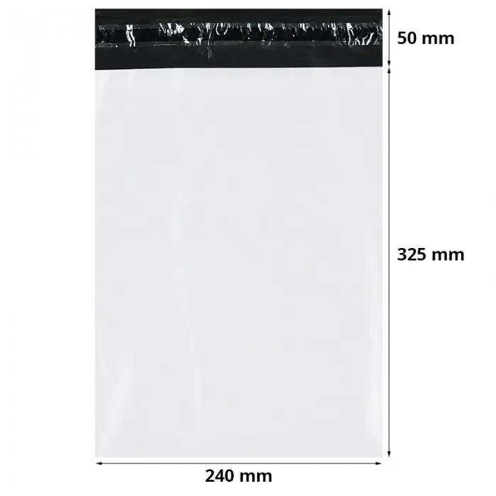 Pungi Curierat Standard A4, 240 x 325 mm, Clapeta 50 mm, Culoare Alb / Negru, Set 50 buc-Plicuri Si Pungi Curierat