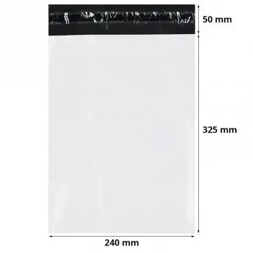 Pungi Curierat Standard A4, 240 x 325 mm, Clapeta 50 mm, Culoare Alb / Negru, Set 50 buc