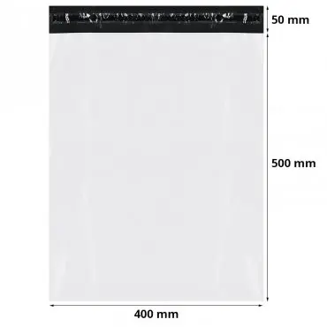 Pungi Curierat Standard FB06, 400 x 500 mm, Clapeta 50 mm, Culoare Alb / Negru, Set 50 buc