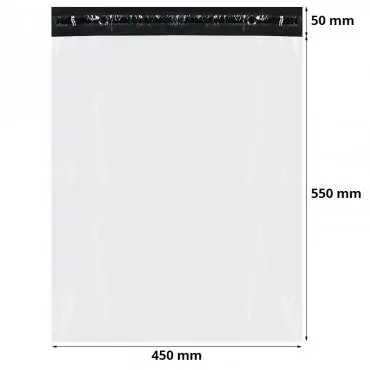 Pungi Curierat Standard FB07, 450 x 550 mm, Clapeta 50 mm, Culoare Alb / Negru, Set 50 buc