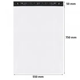 Pungi Curierat Standard 550 x 750 mm, Clapeta 50 mm, Culoare Alb / Negru, Set 50 buc-Plicuri Si Pungi Curierat