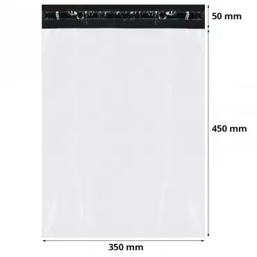 Pungi Curierat Standard FB05, 350 x 450 mm, Clapeta 50 mm, Culoare Alb / Negru, Set 50 buc