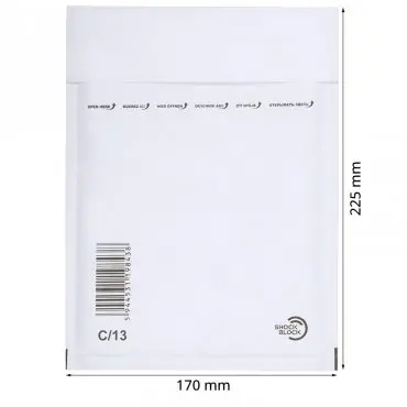 Plicuri Antisoc Din Hartie Dimensiune Interioara 150x215 mm, Dimensiune Exterioara 170 x 225 mm, Culoare Alb, Tip C13, Buc / Pachet 100