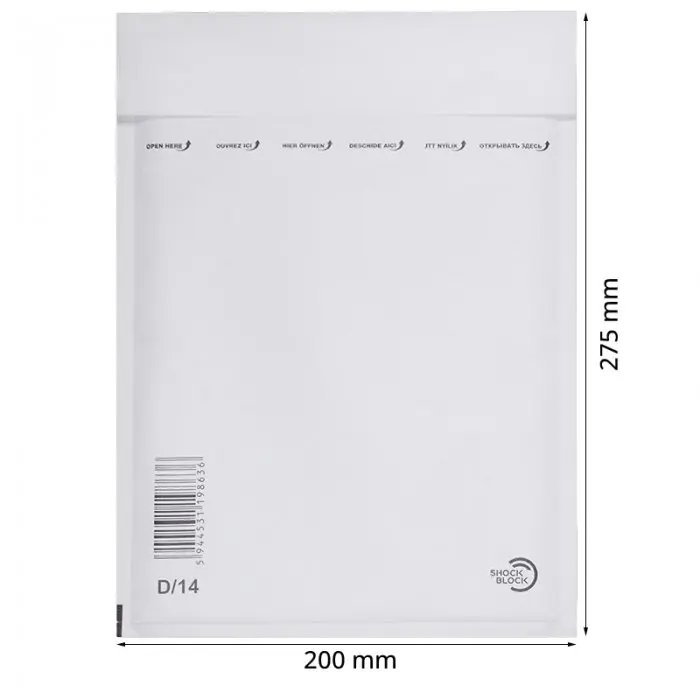 Plicuri Antisoc Din Hartie Dimensiune Interioara 180x265 mm, Dimensiune Exterioara 200 x 275 mm, Culoare Alb, Tip D14, Buc / ...