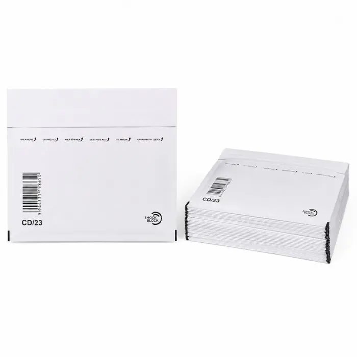Paper Bubble Mailers, Inner Size 180 x 165 mm, Outer Size 200 x 175 mm, White, CD/DVD Type, 200 pcs / Pack