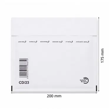 Paper Bubble Mailers, Inner Size 180 x 165 mm, Outer Size 200 x 175 mm, White, CD/DVD Type, 200 pcs / Pack