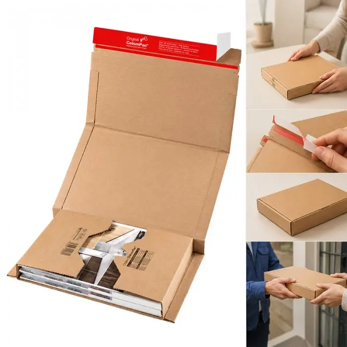 Cutii Autoformare Pentru Carti ColomPac ® Lungime 302 mm, Latime 215 mm, Inaltime 80 mm, Sistem Inchidere Banda dublu adeziva...